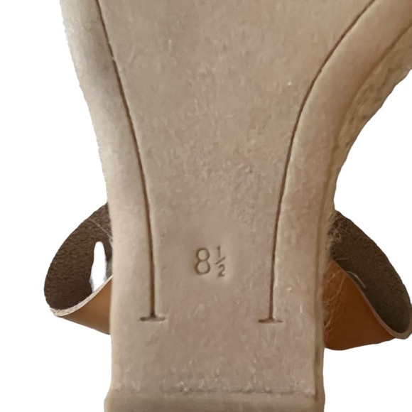 Old Navy Oatmeal Canvas & Tan Leather Espadrille Wedges Size 8.5 - Picture 2 of 9